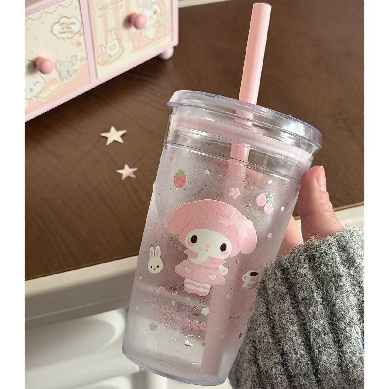 少女心美乐蒂吸管塑料水杯子送女生闺蜜同学卡通高颜值实用生日礼