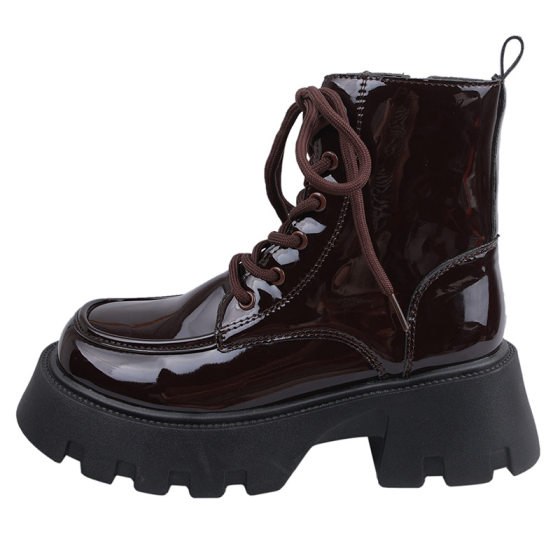 Black retro British style heightened platform Martin boots for women 2023 new summer chunky heel western Denim short boots