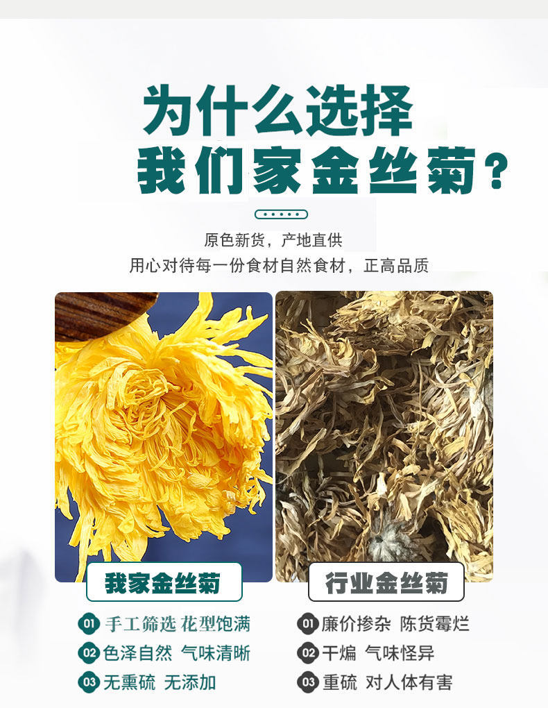 Chrysanthemum Tea Large Golden Silk Huang Ju Blooms 500g Loose Flower Tea for Hot Brewing key features