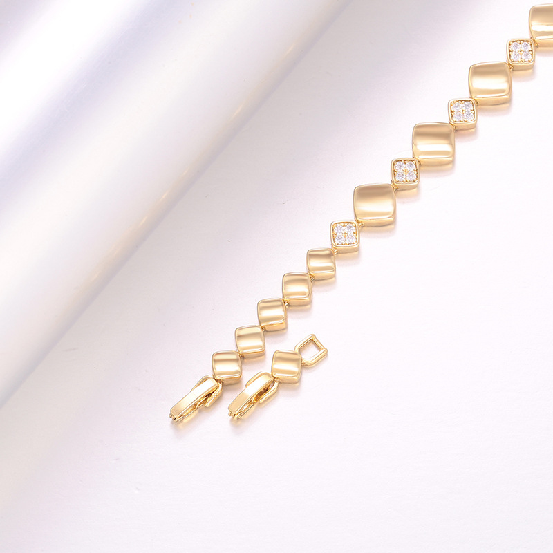 Pulsera de Empalme Geométrico Cuadrado de Aleación de Cobre Galvanizada para Mujer