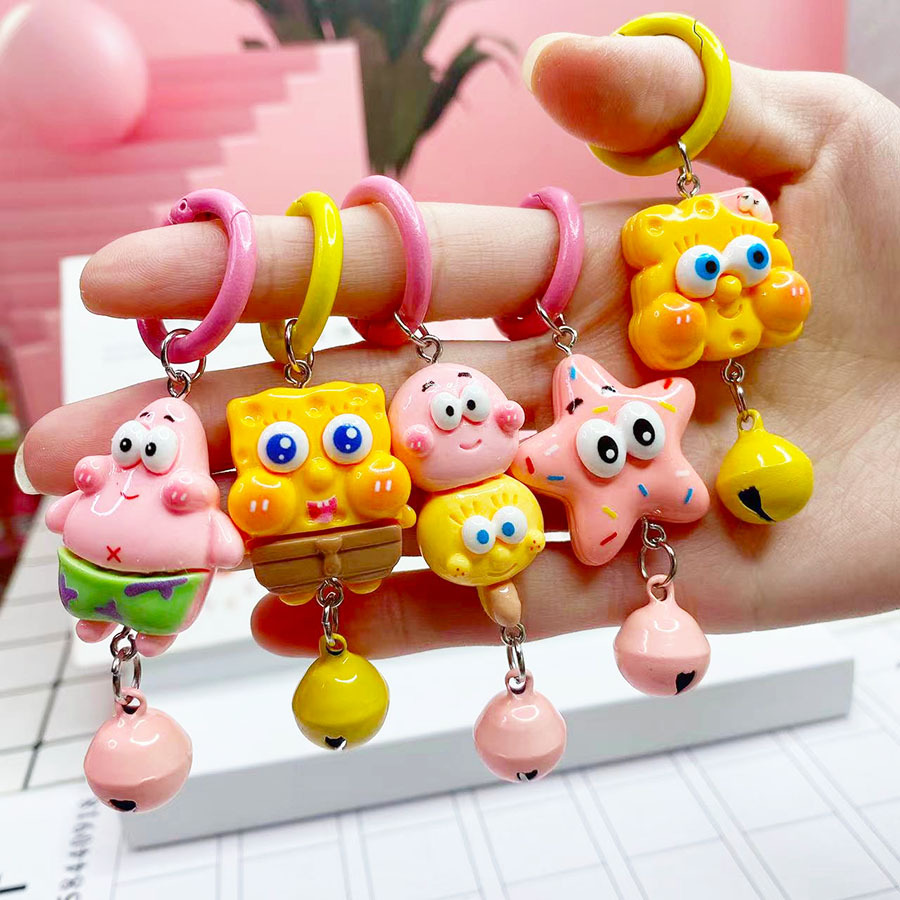 Bob Esponja, campanas de anillo, bolsos, bolsos, colgantes, regalos, colgantes de chicas