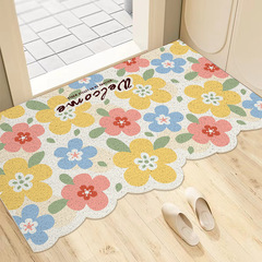 清新花卉家用玄關絲圈地墊可裁剪pvc腳踏墊戶外刮土腳墊入戶門墊