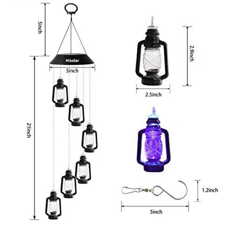 Lámpara solar transfronteriza campana de viento exterior lámpara de campo lámpara de luz LED interior y exterior luz de atmósfera de alta potencia