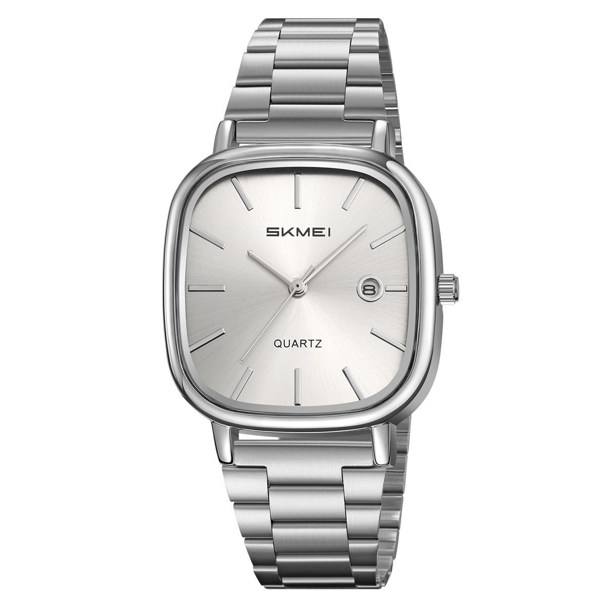 Reloj de cuarzo cuadrado retrógrado para hombres de negocios reloj de pulsera de correa de acero moda simple impermeable al por mayor transfronterizo