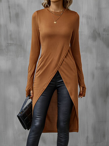 Irregular T-shirt with short front and long rear hem