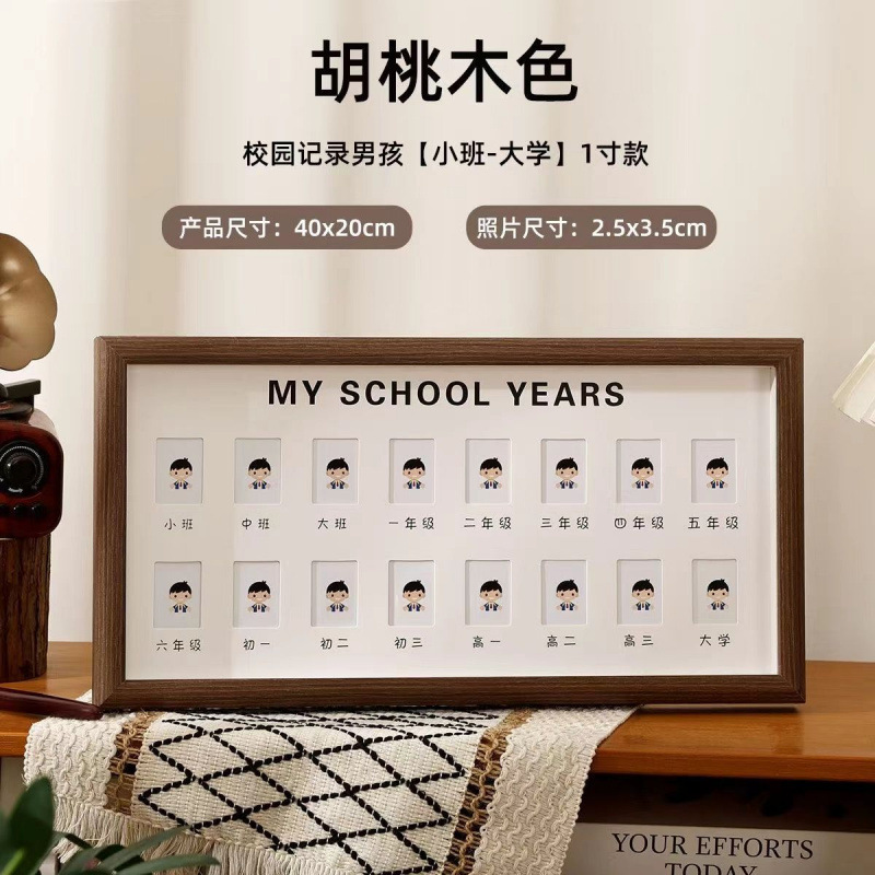 Marcos de fotos de crecimiento infantil conmemorativo de aniversario de un bebé de un año de edad 18 años iluminación del campus