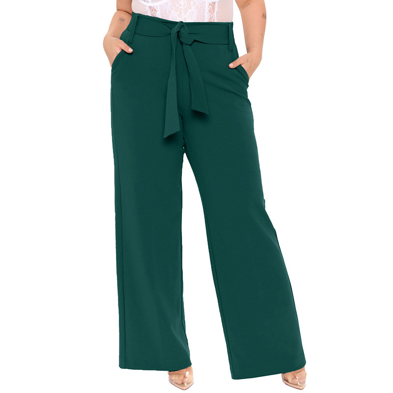 Moda cinturón de moda pantalones de piernas anchas damas primavera y otoño nuevo color sólido pantalones largos largos relajados ociosos para mujeres image 9