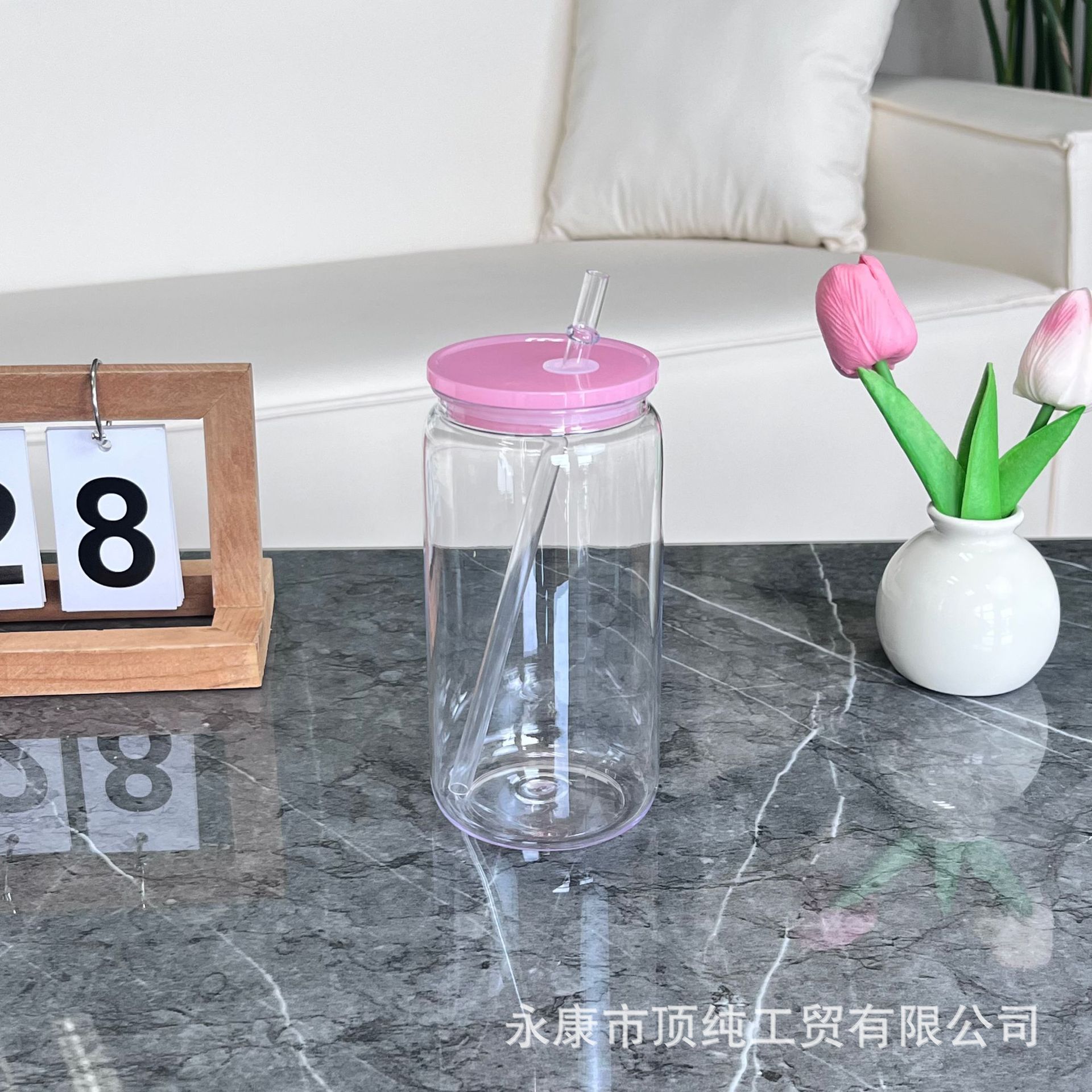 2024 estilo explosivo 16oz taza de paja de plástico protección del medio ambiente jelly acrílico color mason taza de plástico al por mayor