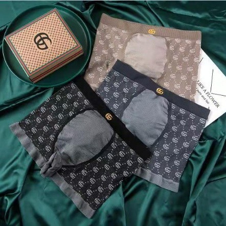 Cross-border Explosive Double G Printing GU Chi Seamless Men's Underwear Mid-waist plus size Comfortable Sports Boxers Free Shipping