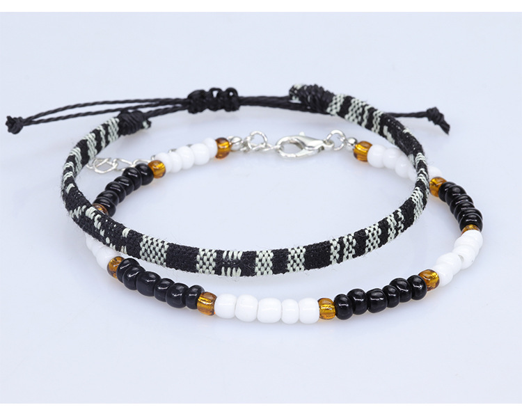 1 Set Retro Rhombus Cloth Braid Womenu0027S Anklet