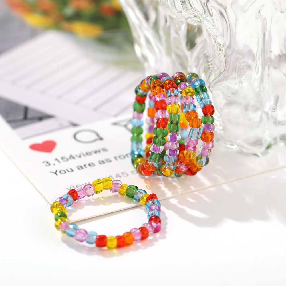 Simple Colorful Rice Bead Ring Wholesale Jewelry Nihaojewelry display picture 3