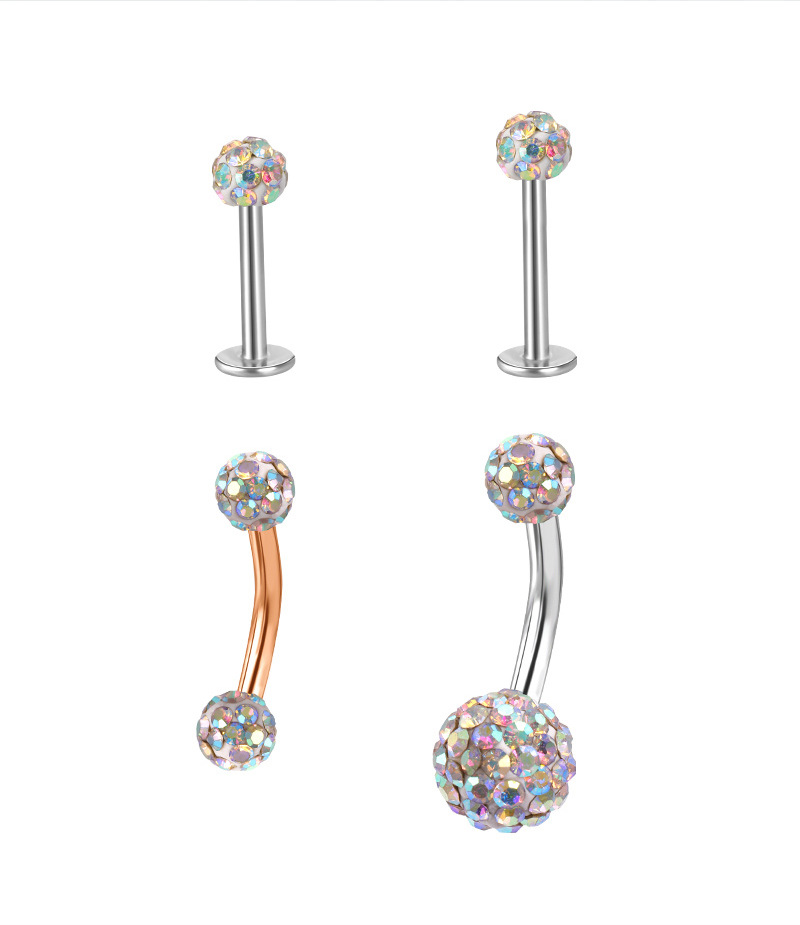 European American Silver Straight Rod Multi-Diamond Ball Stud Earrings, Korean Fashion Zircon Gold-Plated Jewelry detail image 11