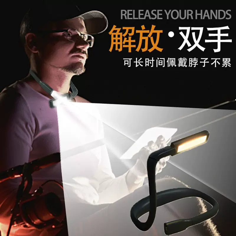 新款跨境挥手感应头灯钓鱼灯挂脖户外行灯USB充电跑步强光手电筒