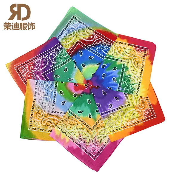 Europe and the United States outdoor 54*54 gradient tie-dyed cotton headscarf wholesale cross-border cotton seamless printed square bandana