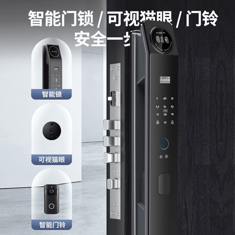 3D cara cerradura de huella digital automática puerta de seguridad doméstica puerta de entrada cerradura de contraseña electrónica reconocimiento facial cerradura de puerta inteligente