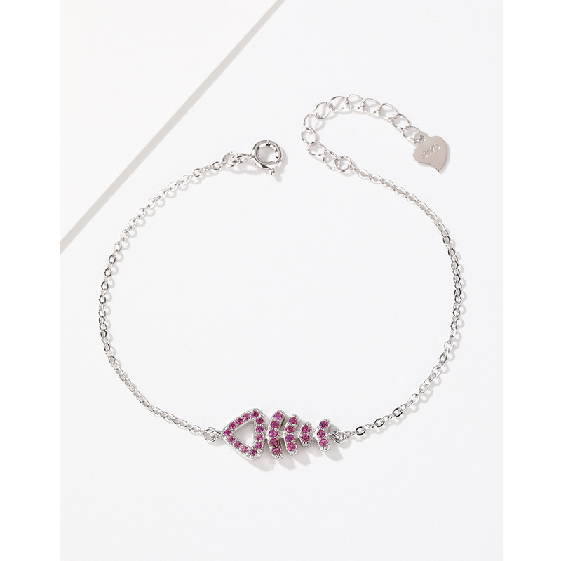 S925 plata esterlina pulsera de espina de pescado para niñas estilo coreano diamante incrustado ins nicho exquisito alto sentido pulsera para novia