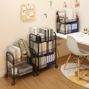 Rotating small bookshelf floor shelf movable book storage desk side desktop desk simple bookcase