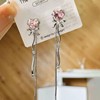 Silver needle, design universal earrings, silver 925 sample, flowered, internet celebrity, trend of season