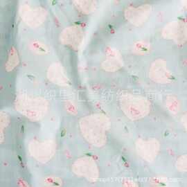 全棉双层纱布婴童数码印花爱心花双层平布水洗女装宝宝家居服布料