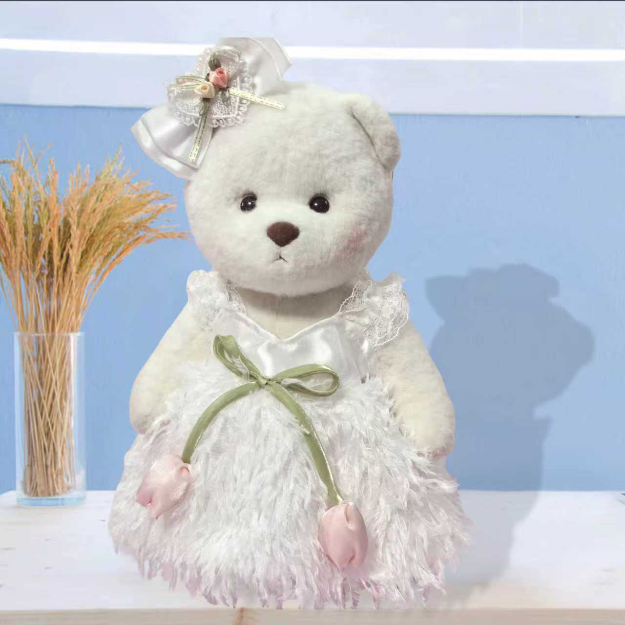 Saia de penas brancas tulipa / Fantasia de Lena Bear 30CM (apenas fantasia vendida
