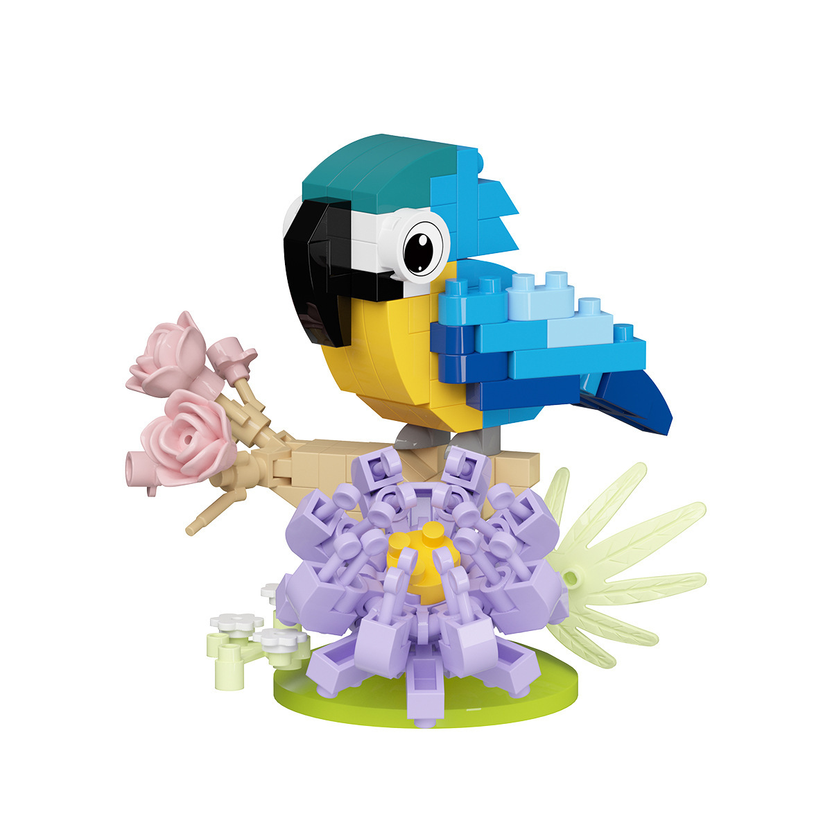 Pajaros compatibles, loros, bloques de construcción altos, flores, flores, ramas, flores, animales, decoraciones, juguetes inteligentes para niños, cabinas de mujeres