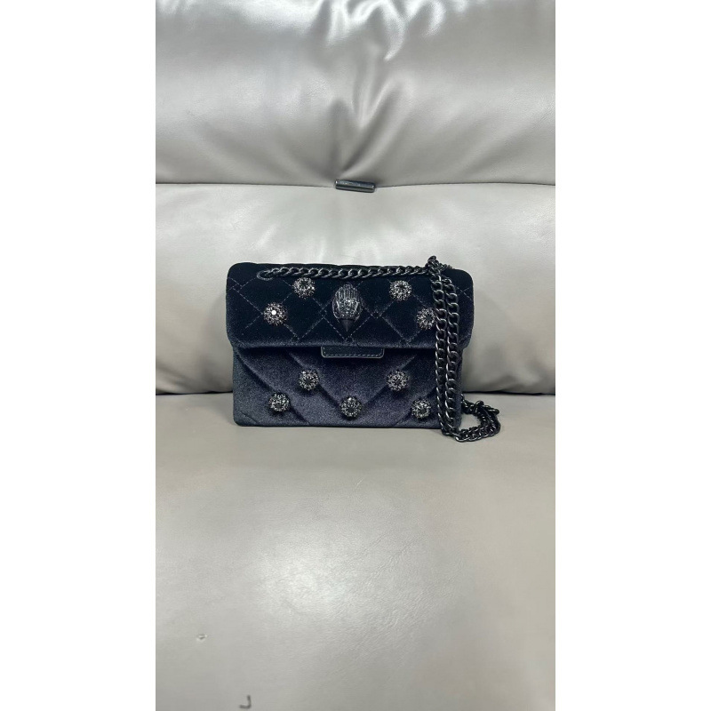 Bolso de Mano Kurt Eagle Head, Color Rosa, Gamuza, Cadena Geiger con Pedrería, Bordado de Diamantes, Bolso de Hombro, Bandolera, Mini Bolso de Noche