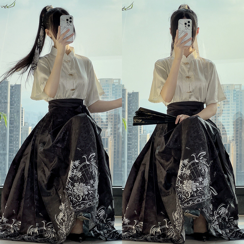 ⇞恩典明制汉服女{长云端}中国风马面裙改良立领新中式日常套装