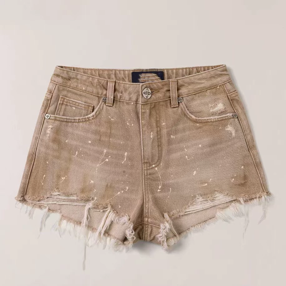 Шорты SK Wild Continental из денима, средне-низкая талия, ручная отделка, ретро стиль