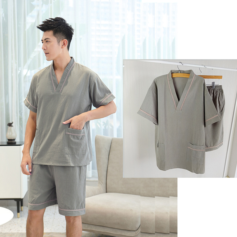 Folding Cotton Sweatshirt Men's New Large Size Suit Foot Therapy Home Clothes Pajamas Massage Bath Center Women's Bathrobe