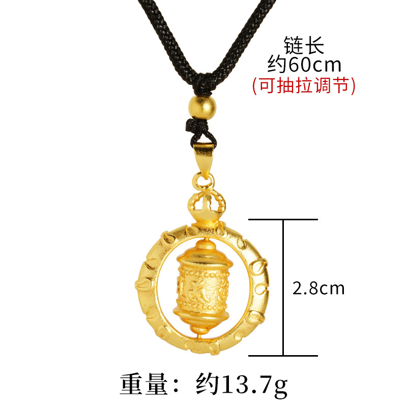 Estilo antiguo oro seis palabras mantra collar tubo de oración cuerda negro ajustable retro estilo chino joyería de las mujeres de Latón chapado en oro