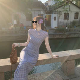 Iris Lumina书杳 多余的解释罩衫连衣裙套装女春夏复古旗袍连衣裙