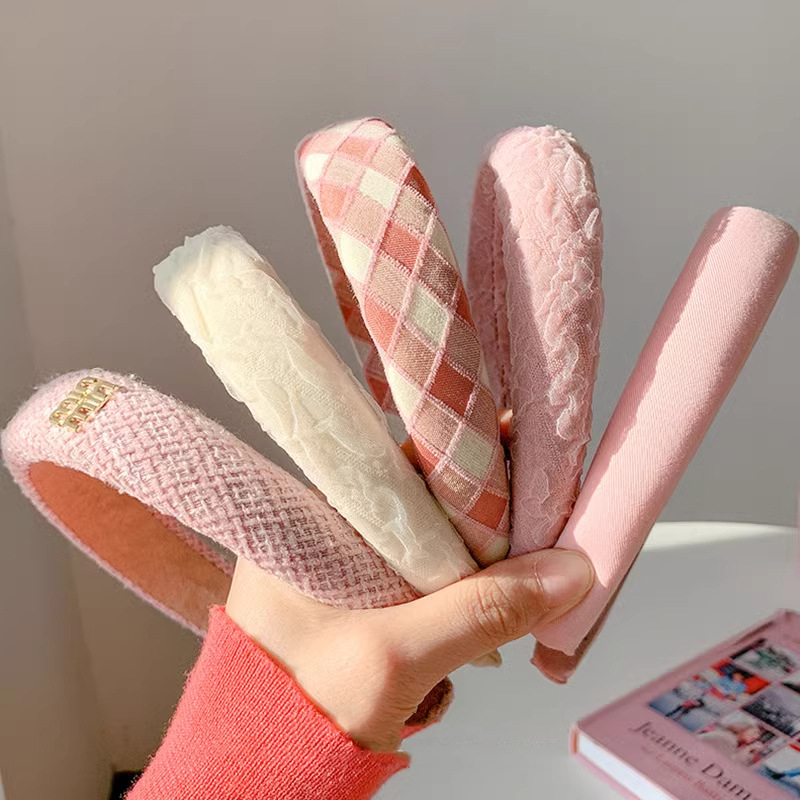 Hermosa y dulce banda de cabello rosa para mujeres, banda de cabello de alta presión craneal, banda de cabello diaria, banda de cabello de niña, tocado de tarjeta de cabello de corazón