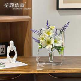 透明亚克力相框花瓶摆件桌面水培插花客厅轻奢ins创意仿真花花器