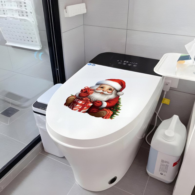漫画サンタクローストイレクリエイティブサンタクロース浴室トイレ自己粘着トイレステッカーホーム装飾|undefined