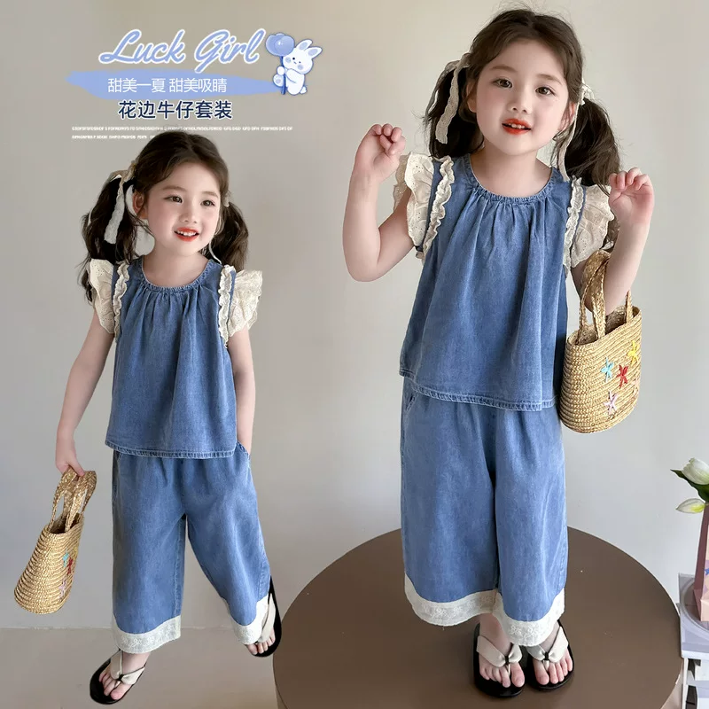 Denim summer set, small summer clothing