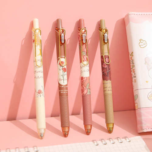 Mule Rose and Poetry Press Pen Creative Gel Pen Student High-Looking Black Signature Pen 0.5ST Head Water Pen