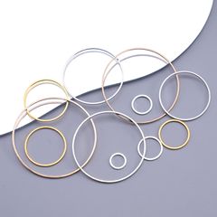 銅電気メッキラウンドクローズドリングフラットリングシングルリング DIY ジュエリーアクセサリー手作りイヤリングイヤリングジュエリー材料