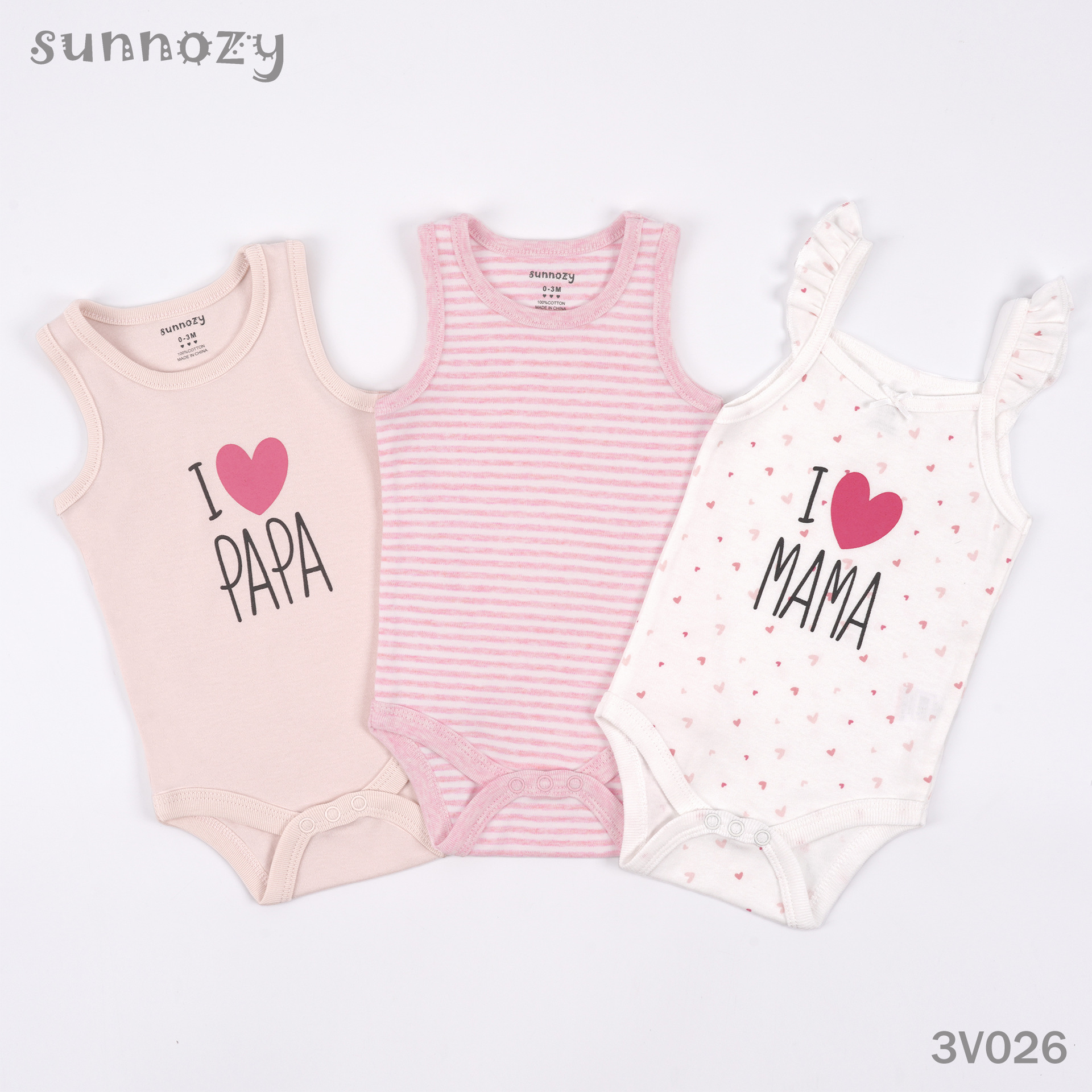 Conjunto de tres piezas de verano sin mangas para recién nacido, mono de algodón puro Clase A con estampado, venta al por mayor.