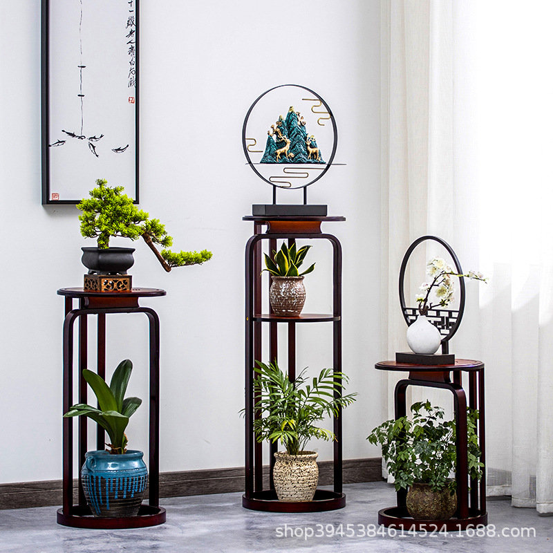 New Chinoiserie Flower Stand Living Room Floor-standing Tv Cabinet Bonsai Stand Hanging Orchid Shelf 2021 New Indoor Storage Rack