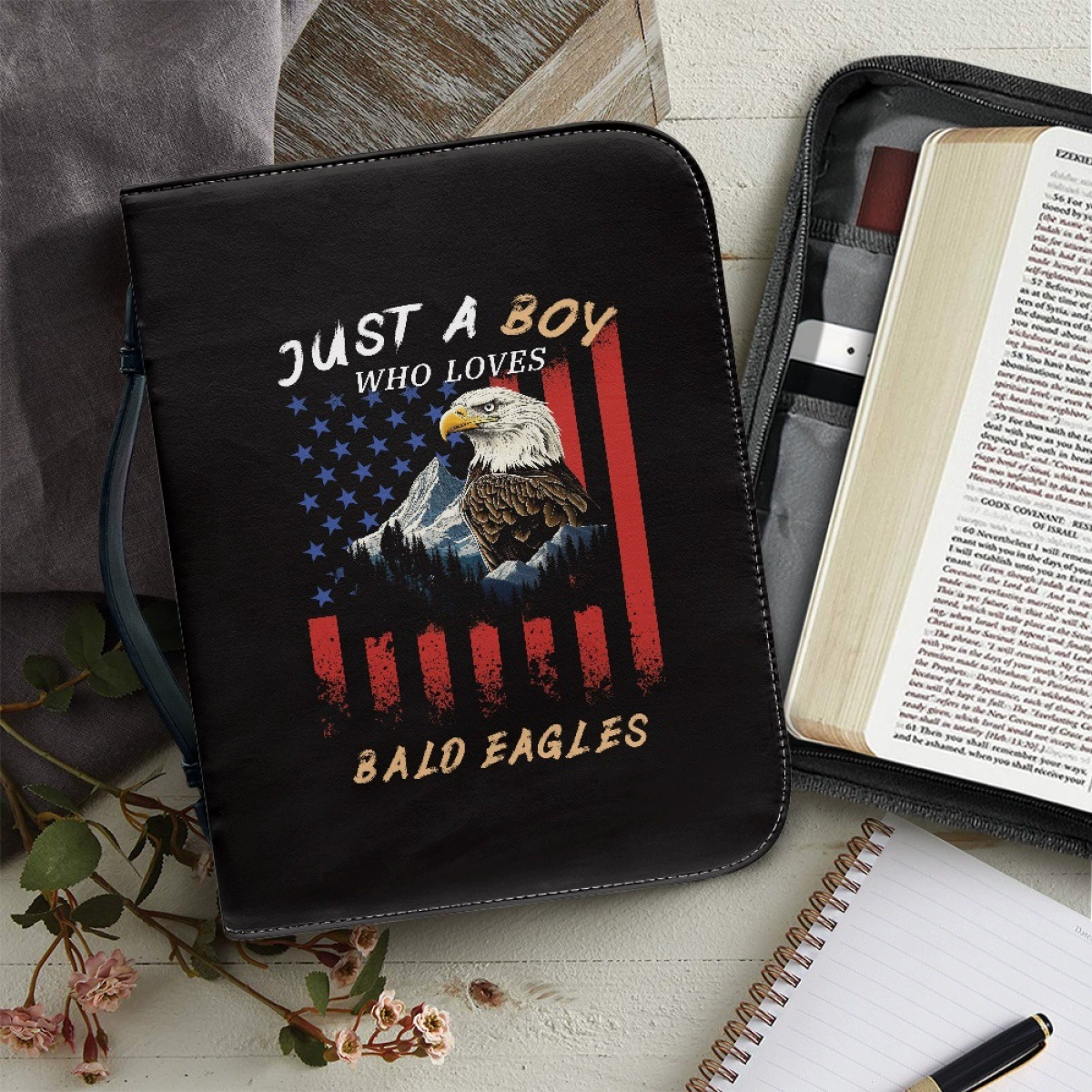 Сумка-тоут из искусственной кожи с принтом американского флага и орла, начиная от одного экземпляра, трансграничная горячая распродажа обложки для Библии Jit