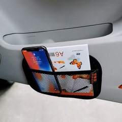 Cross-border multi-functional car phone holder mesh bag storage adhesive back seat storage bag universal