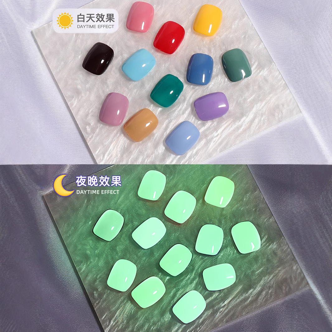 Función de capa de sellado luminosa de manicura transfronteriza verano color fluorescente esmalte de uñas pegamento fototerapia todo fósforo luminoso tienda de color caramelo