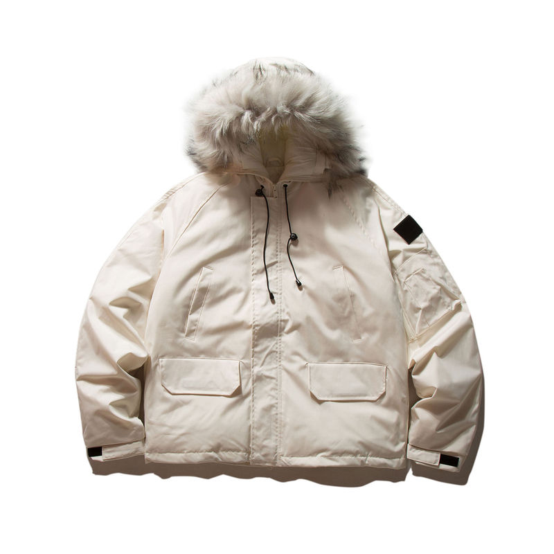 Three-dimensional Pocket Decoration Japanese Retro Boys Winter Cold-proof Warm Parker Down Jacket Couple Thickened Jacket Three-dimensional Pocket Decoration Japanese Retro Boys Winter Cold-proof Warm Parker Down Jacket Couple Thickened Jacket