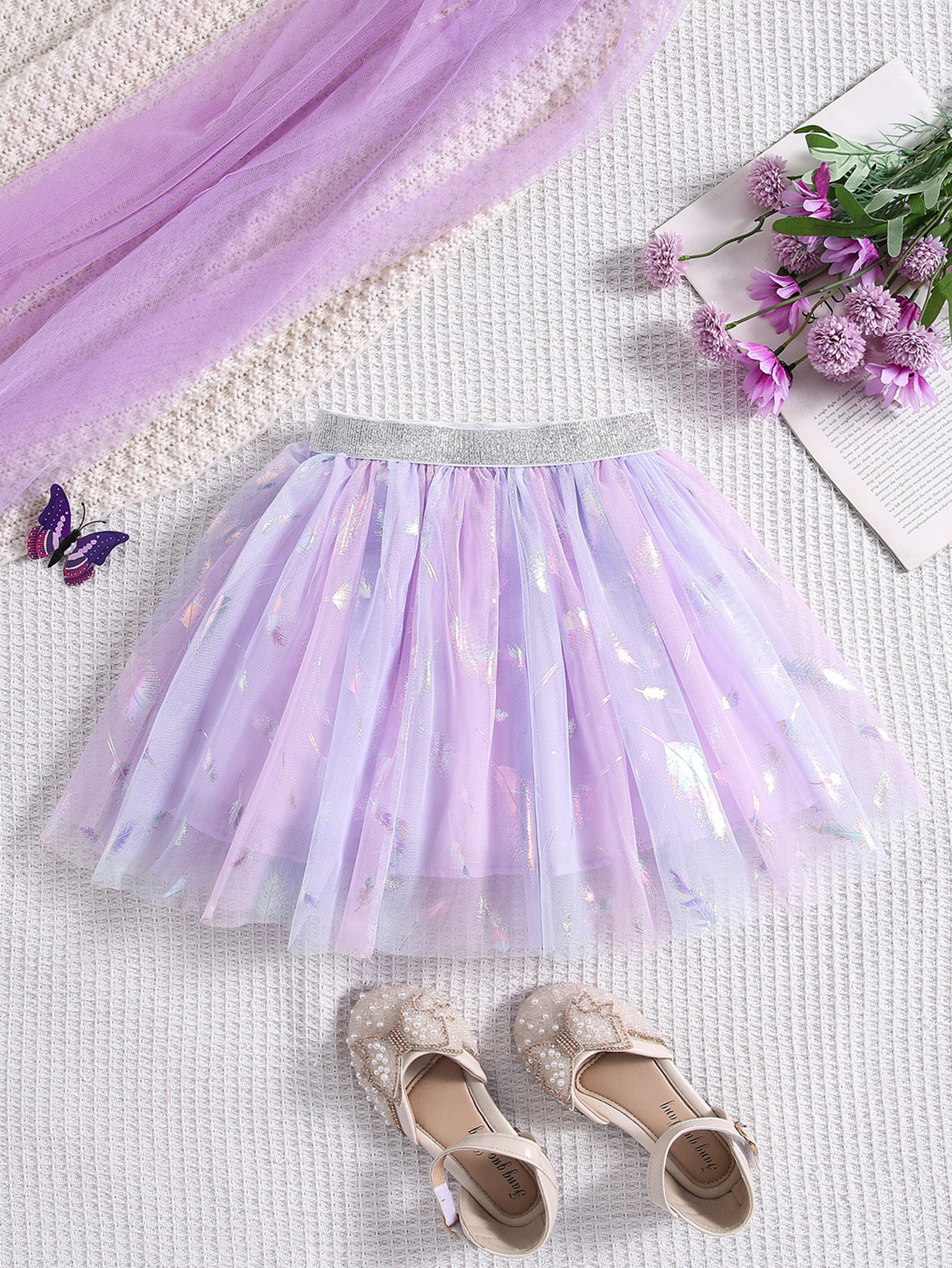 Niñas primavera y verano nuevo estilo extranjero vestido de malla universal coreano gradiente esponjoso vestido de la princesa Aisha mujer image 1