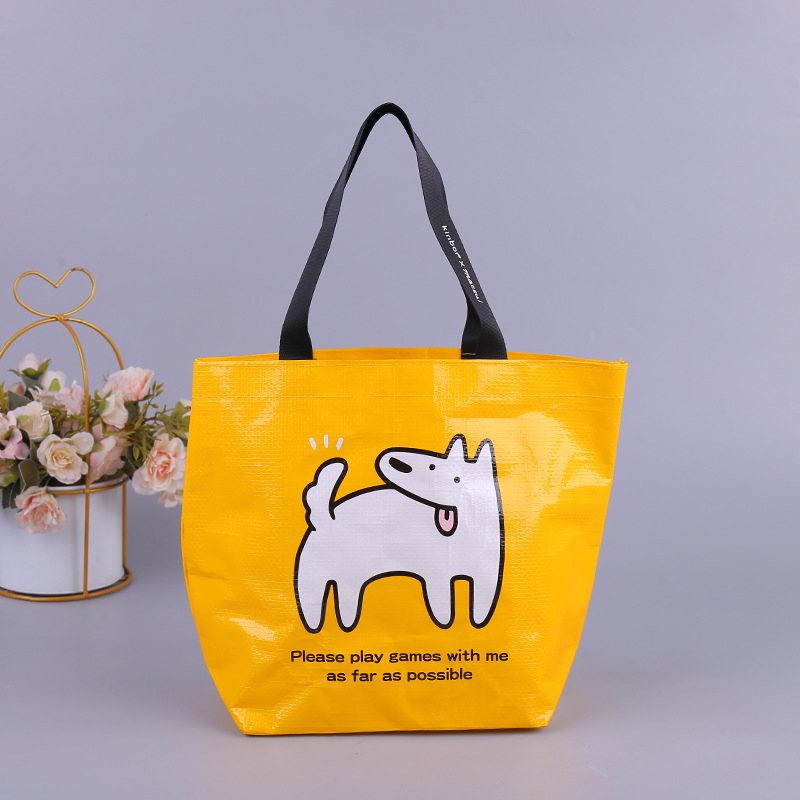 定制pp覆膜编织手提袋 网红学生手提编织袋 可印刷图案彩印编织袋