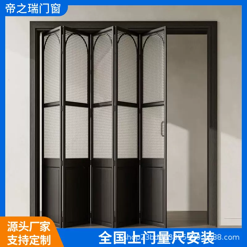 法式复古老铁门极简推拉门海棠花玻璃老铁门铝合金复古平开门