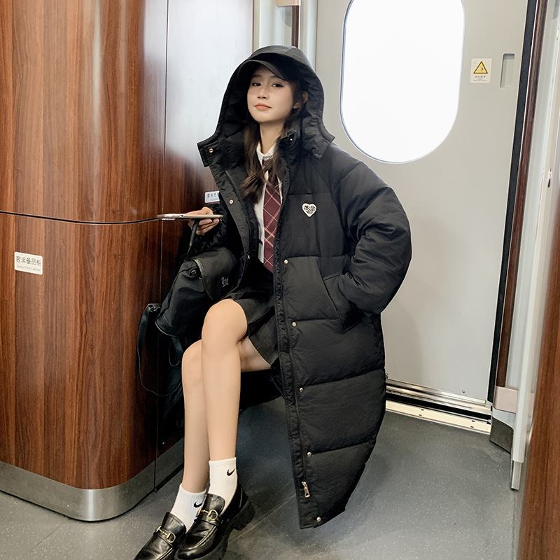 Corea del Sur 2024 invierno escuela de invierno ropa de pluma de algodón gruesa calentamiento medio largo chaqueta de algodón chaqueta de mujer image 3