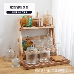モンゴルバッググラスアロマキャンドル容器カップ手作りdiyカップワックス空カップins燭台ガラスカバートレイ
