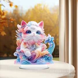 跨境新品彩色小猫亚克力立牌摆件工艺品摆台卧室桌面摆件节日礼品