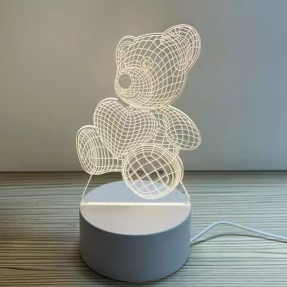 3D小夜灯Temu跨境批发创意礼品七彩触摸遥控插电LED台灯北欧